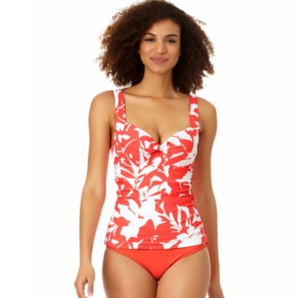 Anne Cole Retro Twist Front Underwire Tankini Top, 34C/36B - Picture 3 of 3